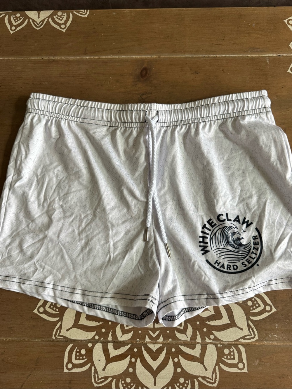 Source Unknown Women's White Athletic Drawstring Shorts with Black Logo